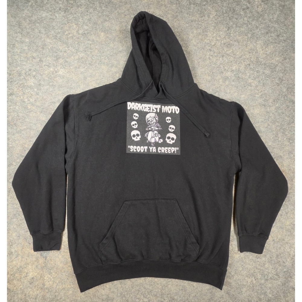 Darkgeist Moto Scoot Ya Creep Skeleton Skull Graphic Hoodie Black XL